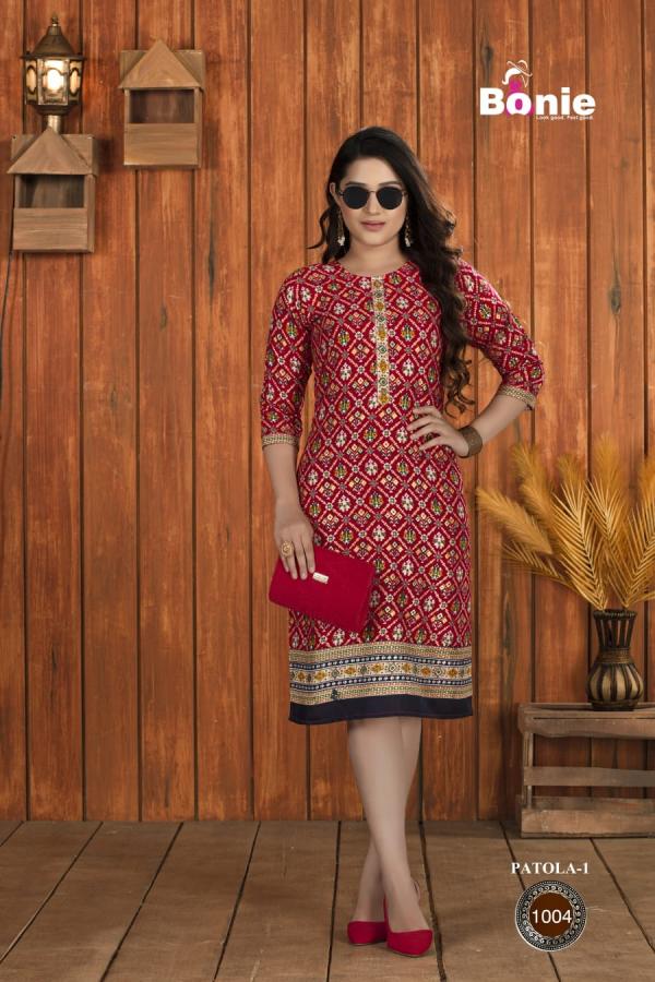 Bonie Patola Vol 1 Fancy Rayon Designer Kurti Collection